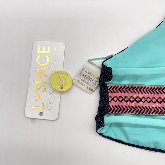 L SPACE Bikini Top Womens Small Blue Denim Reversible Southwestern Swim NWT - Picture 4 of 9